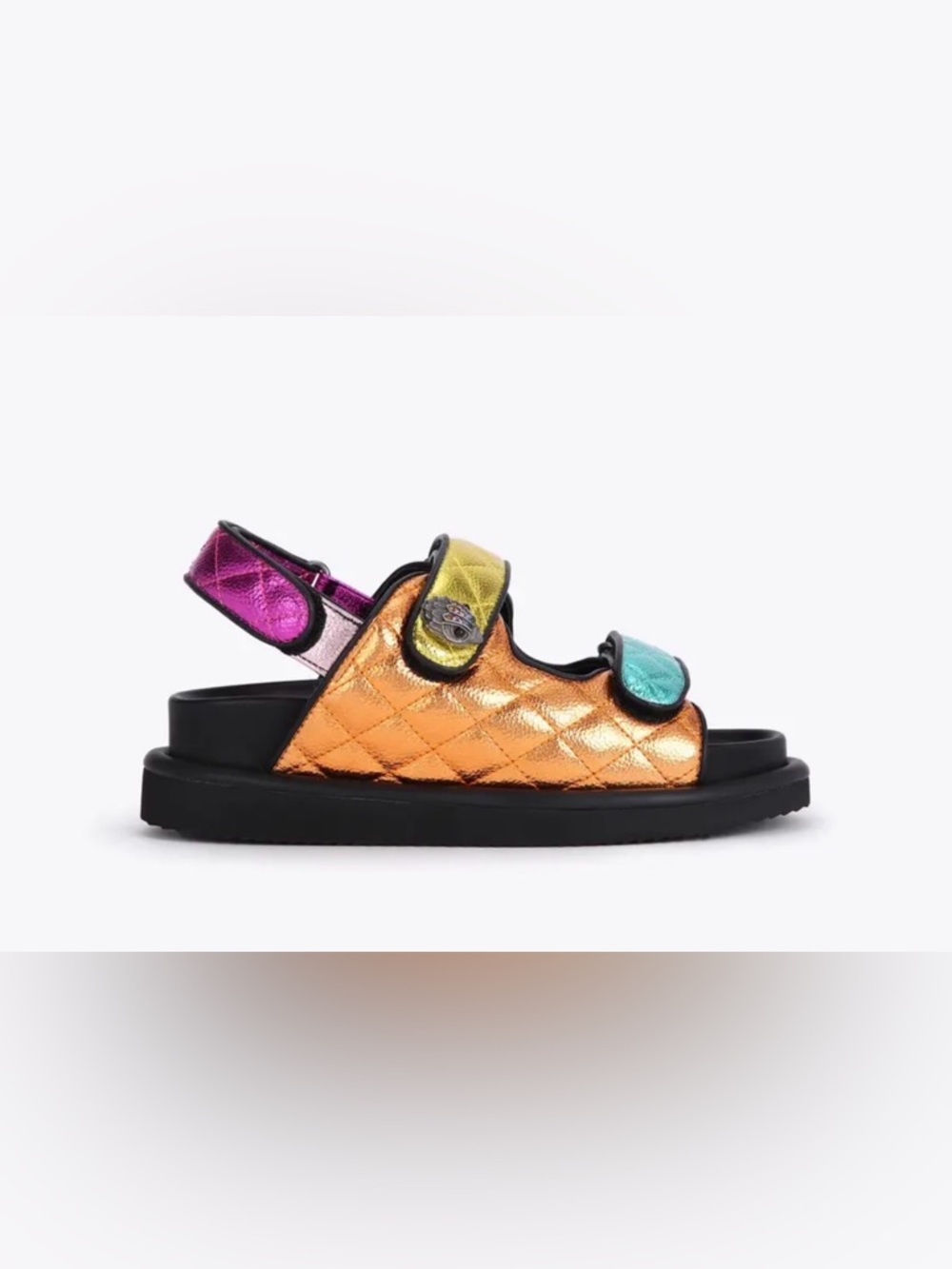 Kurt Geiger Metallic Orange Quilted Sandals with Multi-Color EU 38.5 - US 8